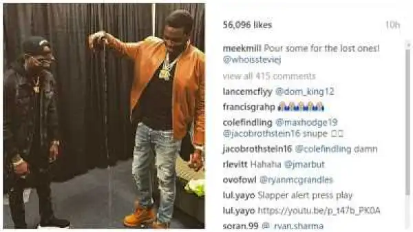 Meek Mill Imitates Igbo Tradition As He Honours Fallen Loved Ones, Fans Reacts